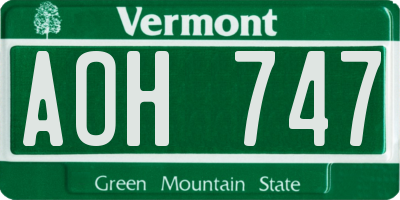 VT license plate AOH747