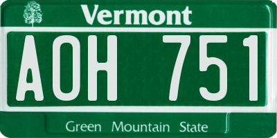 VT license plate AOH751