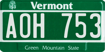 VT license plate AOH753