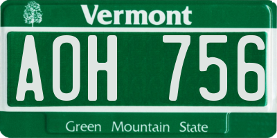 VT license plate AOH756