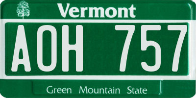 VT license plate AOH757