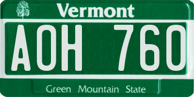 VT license plate AOH760
