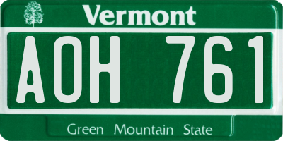VT license plate AOH761