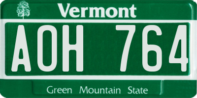 VT license plate AOH764