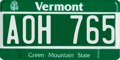 VT license plate AOH765