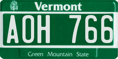 VT license plate AOH766