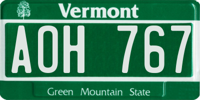 VT license plate AOH767