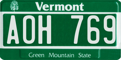 VT license plate AOH769