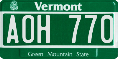 VT license plate AOH770