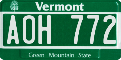 VT license plate AOH772