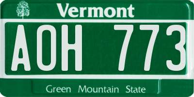 VT license plate AOH773