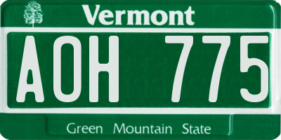 VT license plate AOH775