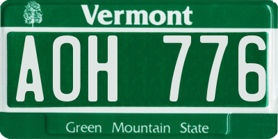 VT license plate AOH776