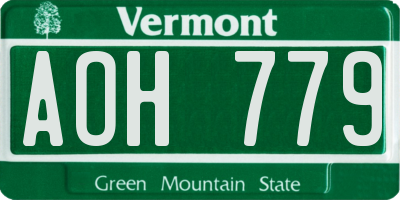 VT license plate AOH779