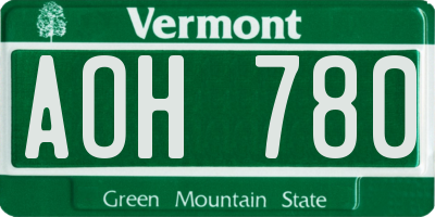 VT license plate AOH780