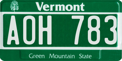 VT license plate AOH783