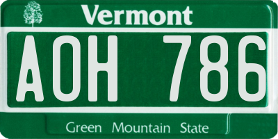 VT license plate AOH786