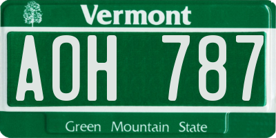 VT license plate AOH787