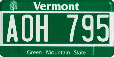 VT license plate AOH795