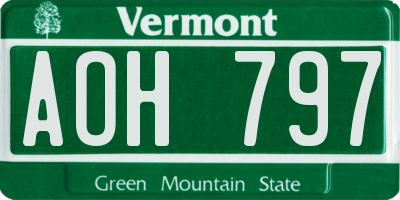 VT license plate AOH797