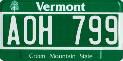 VT license plate AOH799