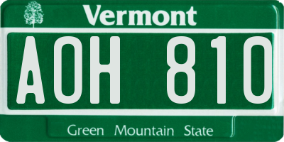 VT license plate AOH810