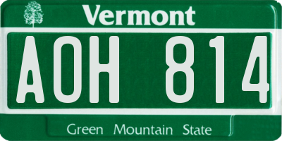 VT license plate AOH814