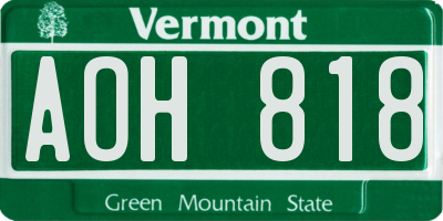 VT license plate AOH818