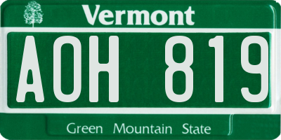 VT license plate AOH819