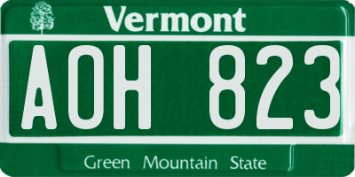 VT license plate AOH823