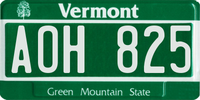 VT license plate AOH825