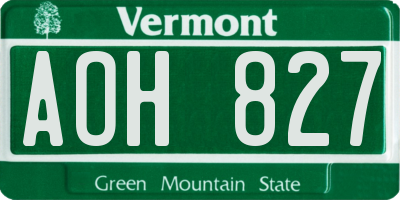 VT license plate AOH827