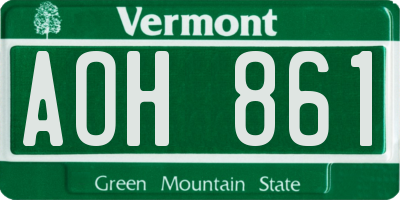 VT license plate AOH861