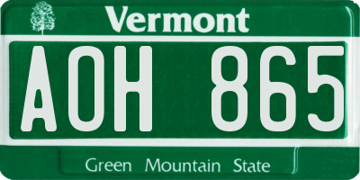 VT license plate AOH865