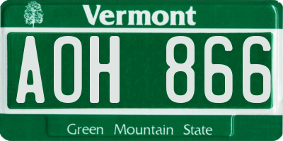 VT license plate AOH866