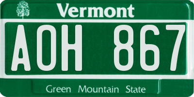 VT license plate AOH867