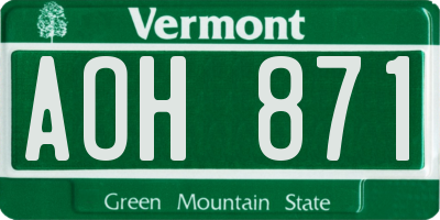 VT license plate AOH871