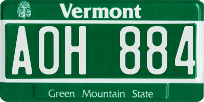 VT license plate AOH884