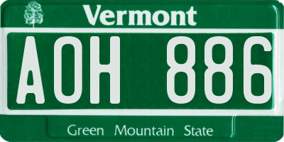 VT license plate AOH886