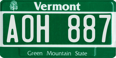 VT license plate AOH887