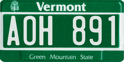VT license plate AOH891