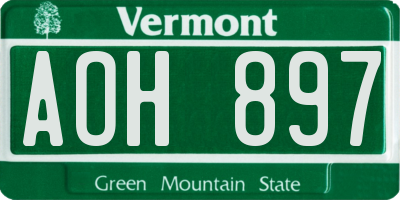 VT license plate AOH897