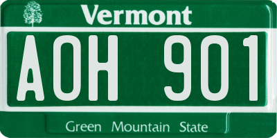 VT license plate AOH901