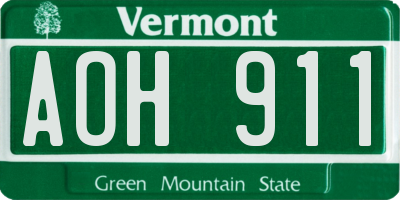 VT license plate AOH911