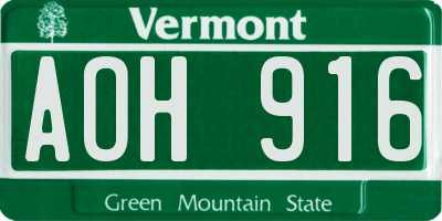 VT license plate AOH916