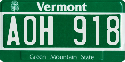 VT license plate AOH918