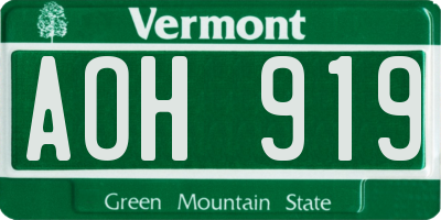 VT license plate AOH919