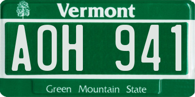 VT license plate AOH941