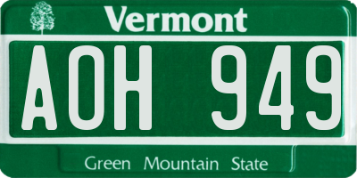 VT license plate AOH949