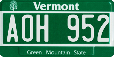 VT license plate AOH952
